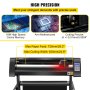VEVOR Vinyl Snijplotter, 720mm Snijplotter Machine, LEDscherm Vinyl Cutter Plotter, Semi-automatisch Ingebouwd Optisch Oog Lasergeleiding, Compatibel met SignMaster-software voor Windows met Standaard