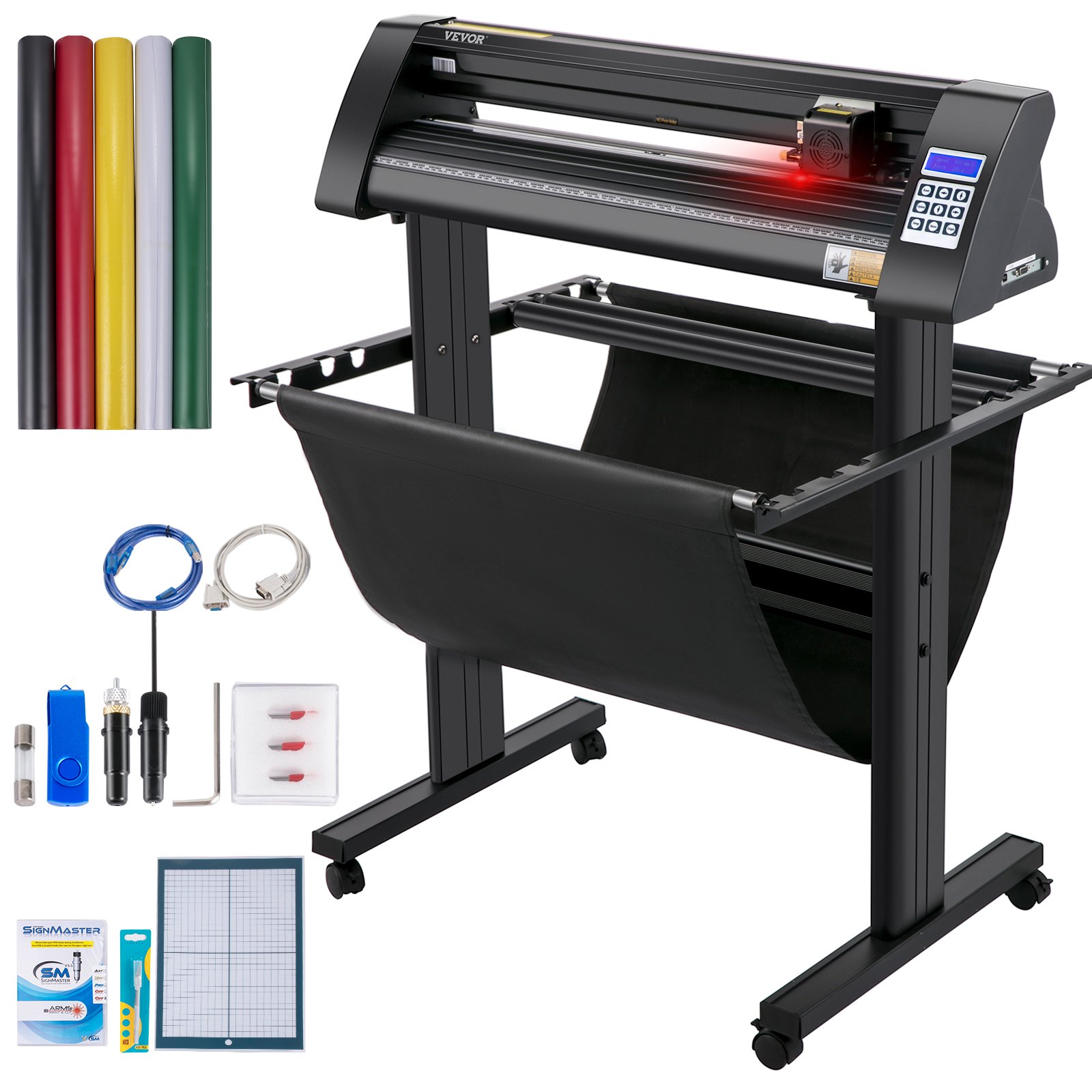 VEVOR Vinyl Snijplotter, 720mm Snijplotter Machine, LEDscherm Vinyl Cutter Plotter, Semi-automatisch Ingebouwd Optisch Oog Lasergeleiding, Compatibel met SignMaster-software voor Windows met Standaard