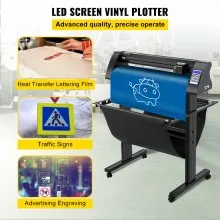 VEVOR Vinyl Snijplotter 870mm Snijplotter Vinylsnijder LEDscherm Vinyl Cutter Semi-automatisch Ingebouwd Optisch Oog Lasergeleiding Compatibel