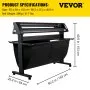 VEVOR Vinyl Snijplotter, 1350 mm Snijplotter Machine, LED Vinyl Cutter Plotter, Semi-automatisch Ingebouwd Optisch Oog voor Lasergeleiding, Compatibel met SignMaster-software Windows met Standaard