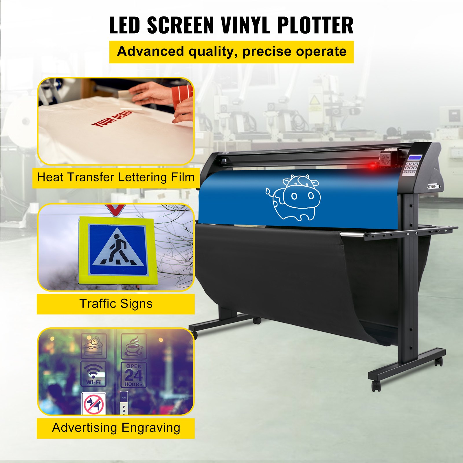 VEVOR Vinyl Snijplotter, 1350 mm Snijplotter Machine, LED Vinyl Cutter Plotter, Semi-automatisch Ingebouwd Optisch Oog voor Lasergeleiding, Compatibel met SignMaster-software Windows met Standaard