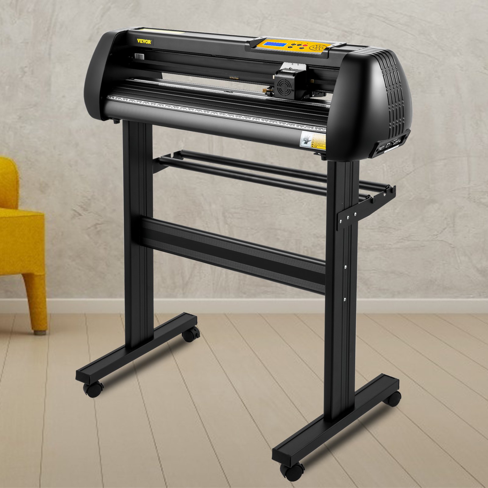 VEVOR Slogan Snijplotter 95 x 52 x 106 cm Snijplotter van Vinyl 720 mm Vinyl Printer Snijmachine met LED Digitaal Paneel, USB- en COM-interface voor Gravures Beletteringsfolie met Warmteoverdracht enz