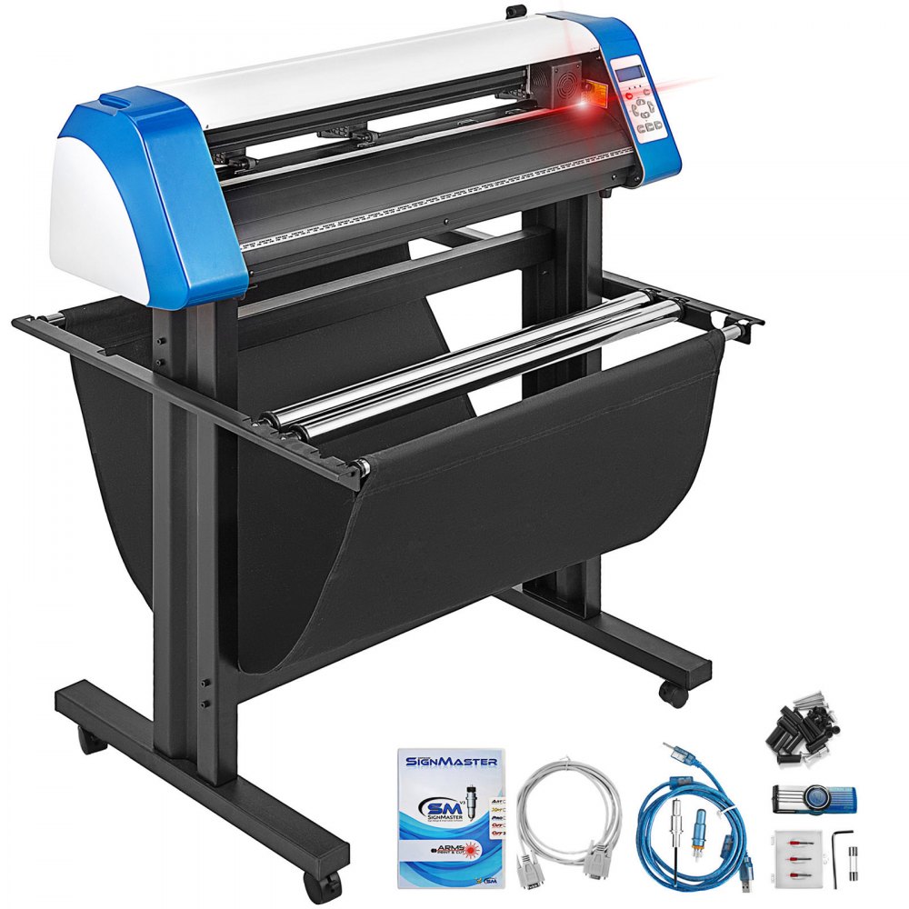 VEVOR Vinyl Cutting Machine Plotter Machine, 87 cm Vinyl Cutter, Semi-Automatic DIY Vinyl Printer Cutting Machine, Manual Positioning Sign Cutting with Floor Stand Signmaster Software