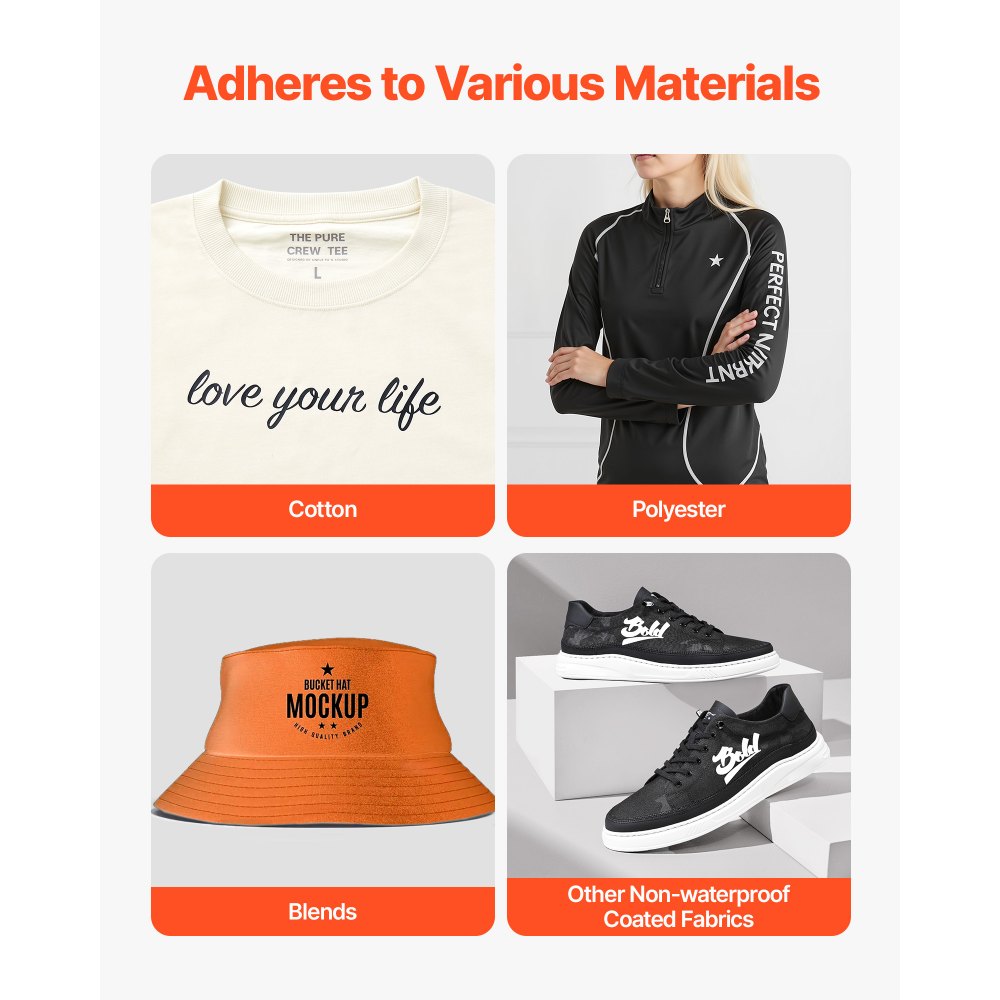 VEVOR Heat Transfer Vinyl (304,8 x 15240 mm), glanzend zwart HTV strijkvinylrol, compatibel met snijmachines, voor diverse materialen: T-shirts, kussens, hoeden