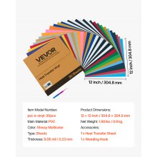VEVOR Warmteoverdracht Vinyl Film 30 Vellen 304,8x304,8mm Transfer Film