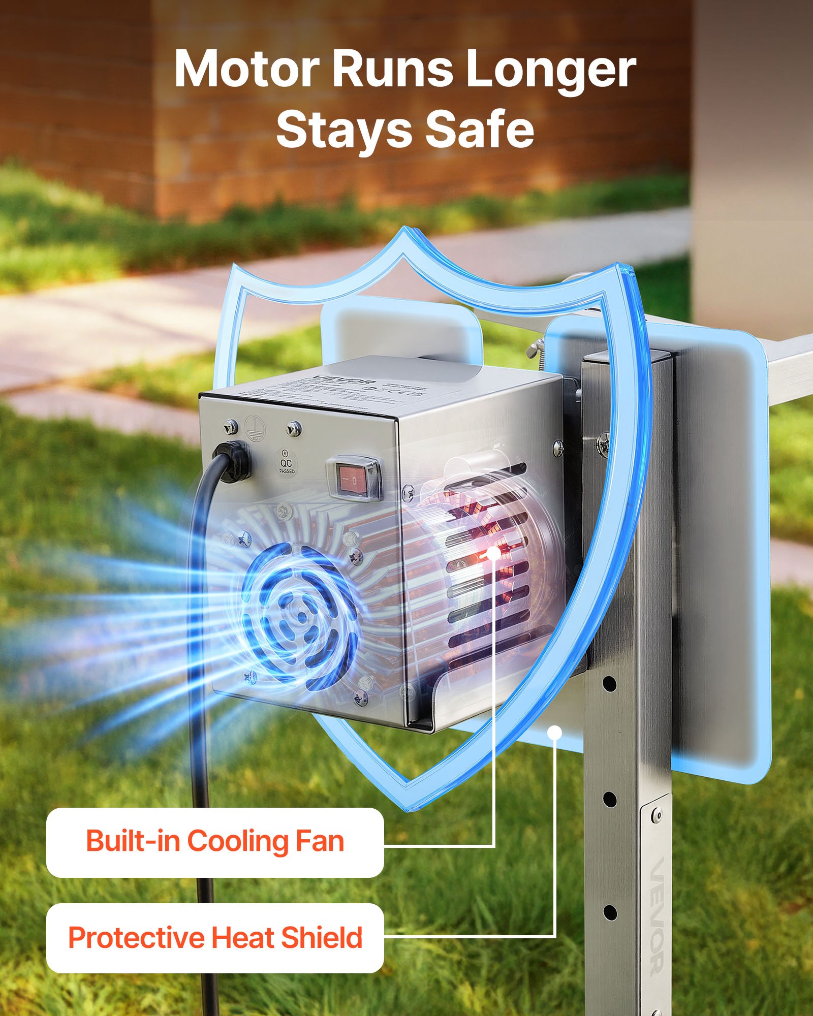 VEVOR Speenvarkengrill, Lamsgrill, Spitgrill, Rotisseriegrill 1422,4 mm, AC 220-240 V, 8-traps elektrische rotisseriegrillset met een draagvermogen van 60 kg, 38 W motor, grillset voor feestjes