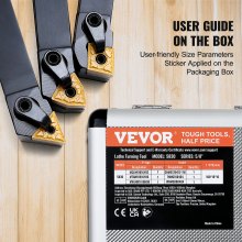 VEVOR 3 Pieces Indexable Lathe Turning Tool Holder, 5/8 in, CNC Heavy-Duty Metal Lathe Cutting Tools, with Tin Coated Carbide Inserts Aluminum Case, for Turning Grooving Threading Cut Off Holders Set