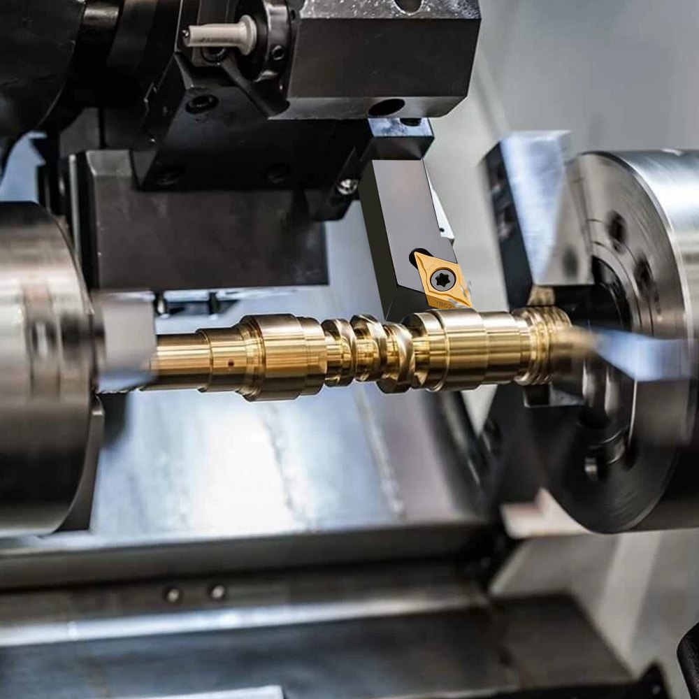 VEVOR 7-delige 3/8" wisselplaathouder CNC-gereedschappen voor zwaar metaaldraaien met vertinde hardmetalen wisselplaten in aluminium behuizing voor draaien, groeven en draadsnijden