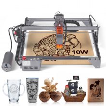 VEVOR Lasergraveermachine 10W Graveerapparaat 40x40cm Werkgebied Lasergraveerder 455±5nm Blauwlichtlaser 10.000 mm/min USB-poort Compatibel LightBurn & LaserGRBL voor Hout Plastic Acryl Leer etc.
