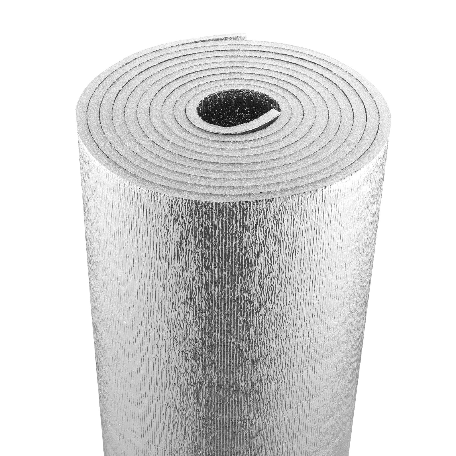 VEVOR Dubbel reflecterende isolatierol, 15,1 mm schuimkern stralingsbarrière, 48 inch x 25 ft, dubbelzijdig warmtereflecterend bord gemaakt van aluminiumfolie en EPE-schuim, thermische isolatierol voor ramen en camperdaken