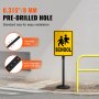 yellow school sign on black VEVOR cast iron sign post with pre-drilled holes for easy installation.