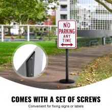 VEVOR Cast Iron Sign Post 4 ft Portable U-Channel Sign Stand with Wheels Black