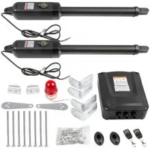 VEVOR dubbele draaipoortopener, automatische poortopener, complete set op afstand, dubbele poortopener, zware lasten tot 880 lbs, 5,5 m lange poort, 80 W AC-aangedreven poortopener