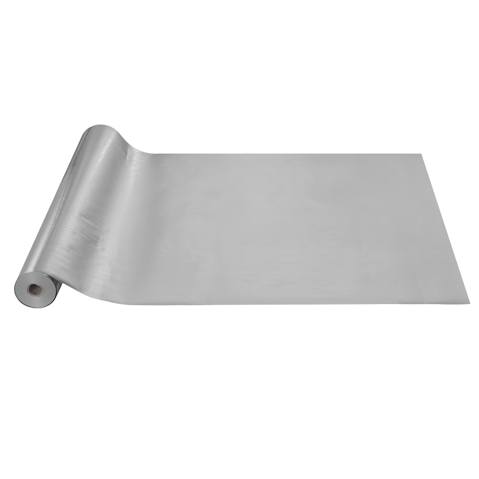 VEVOR Dubbel reflecterende isolatierol, geweven stoffen stralingsbarrière, 6,5 mil, 48 inch x 250 ft, warmtereflecterend schild gemaakt van aluminiumfolie en PE-stof, thermische isolatierol voor ramen en camperdaken