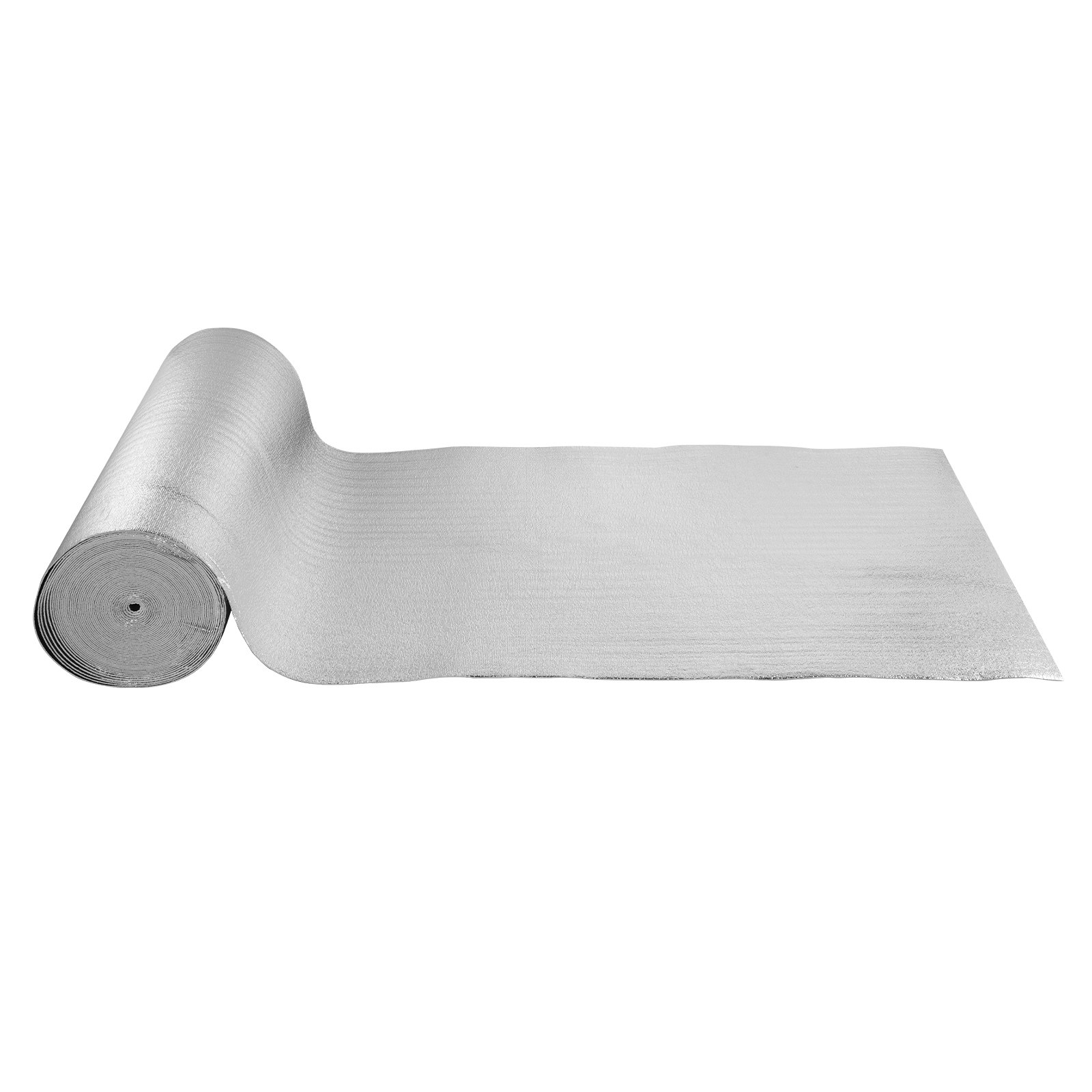 VEVOR Dubbel reflecterende isolatierol, schuimkern stralingsbarrière, 3,2 mm, 48" x 100ft, dubbelzijdig warmtereflecterend schild gemaakt van aluminiumfolie en EPE-schuim, thermische isolatierol voor ramen en camperdaken