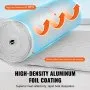 VEVOR Dubbel reflecterende isolatierol, schuimkern stralingsbarrière, 3,2 mm, 48" x 50ft, dubbelzijdig warmtereflecterend schild gemaakt van aluminiumfolie en EPE-schuim, thermische isolatierol voor ramen en camperdaken