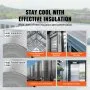 VEVOR Dubbel reflecterende isolatierol, schuimkern stralingsbarrière, 3,2 mm, 48" x 50ft, dubbelzijdig warmtereflecterend schild gemaakt van aluminiumfolie en EPE-schuim, thermische isolatierol voor ramen en camperdaken