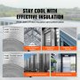 VEVOR Dubbel reflecterende isolatierol, 5,5 mm schuimkern stralingsbarrière, 48" x 50ft, dubbelzijdig warmtereflecterend schild gemaakt van aluminiumfolie en EPE-schuim, thermische isolatierol voor ramen en camperdaken