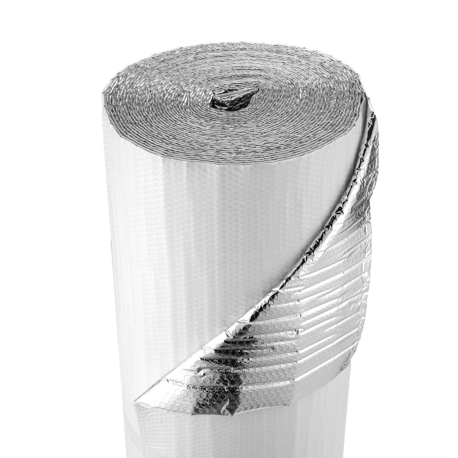 VEVOR isolatiefolie, noppenfolie, 6 mm, 122 cm x 30,48 m, aluminiumfolie, witte PE-folie, warmtereflecterende bescherming, thermische isolatierol voor garagedeuren, ramen en camperdaken