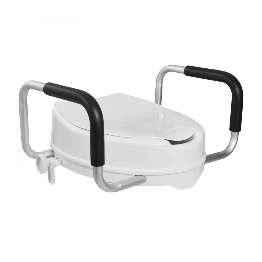 VEVOR toiletbrilverhoger met een draagvermogen van 136 kg en een hefhoogte van 101,6 mm, inclusief toiletbril, verhoogde toiletbril met gewatteerde handgrepen voor ouderen, senioren en zwangere vrouwen.