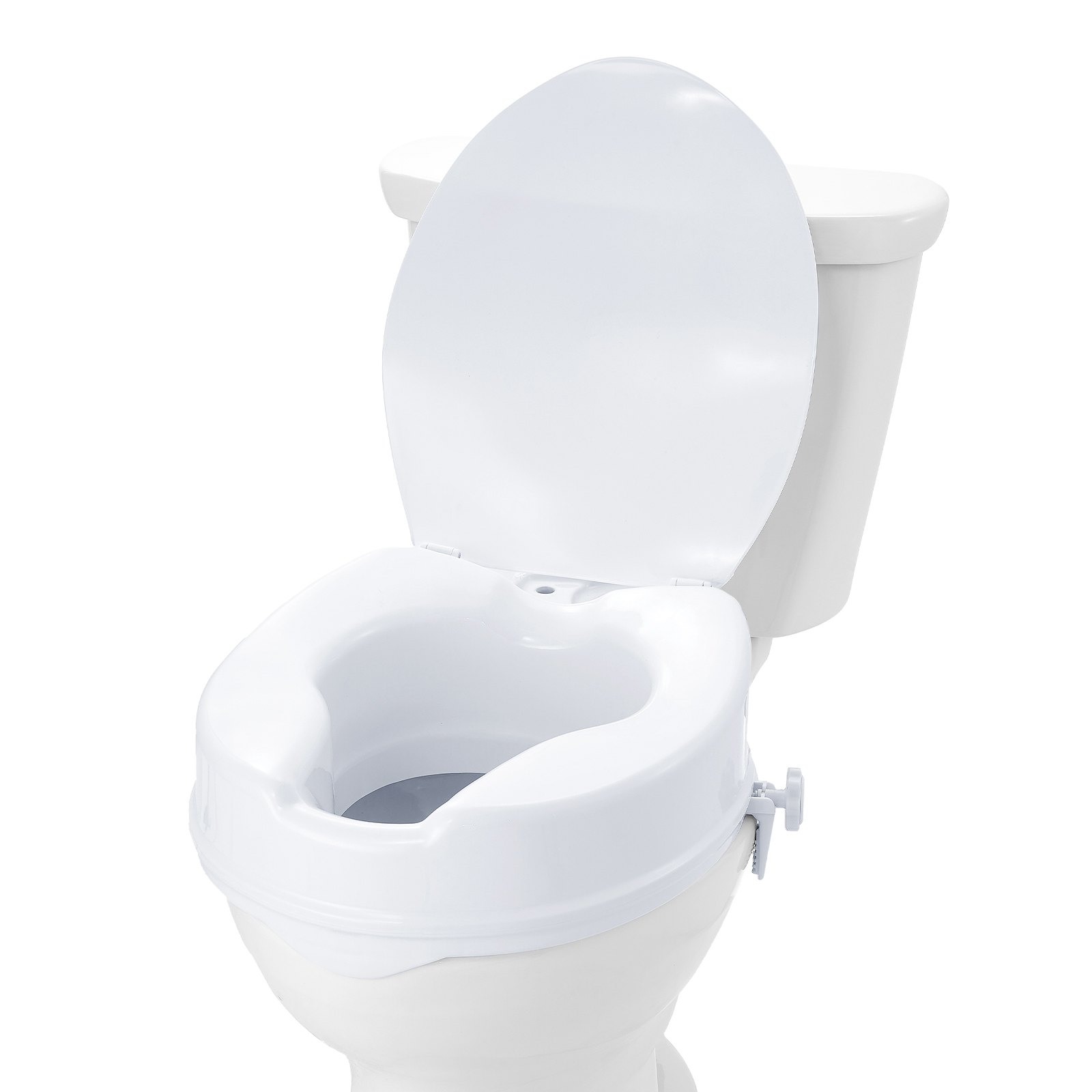 VEVOR Verhoogde toiletzitting, 10 cm, draagvermogen 136 kg, universele verhoogde toiletzitting, schroefstangvergrendeling, met toiletzitting, voor gehandicapten, patiënten en zwangere vrouwen