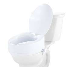 VEVOR Toilet Seat Raiser Universal Toilet Raiser, 15 cm, Load Capacity 136 kg, Screw Rod Lock, with Toilet Seat, for Seniors, Disabled, Patients, Pregnant Women, Medical Professionals White