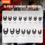 VEVOR kraaienpootsleutelset 1/2 + 3/8 inch moersleutel 15-delig.