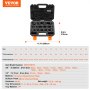 VEVOR crowfoot wrench set in black case with orange latches, sizes and specifications shown.