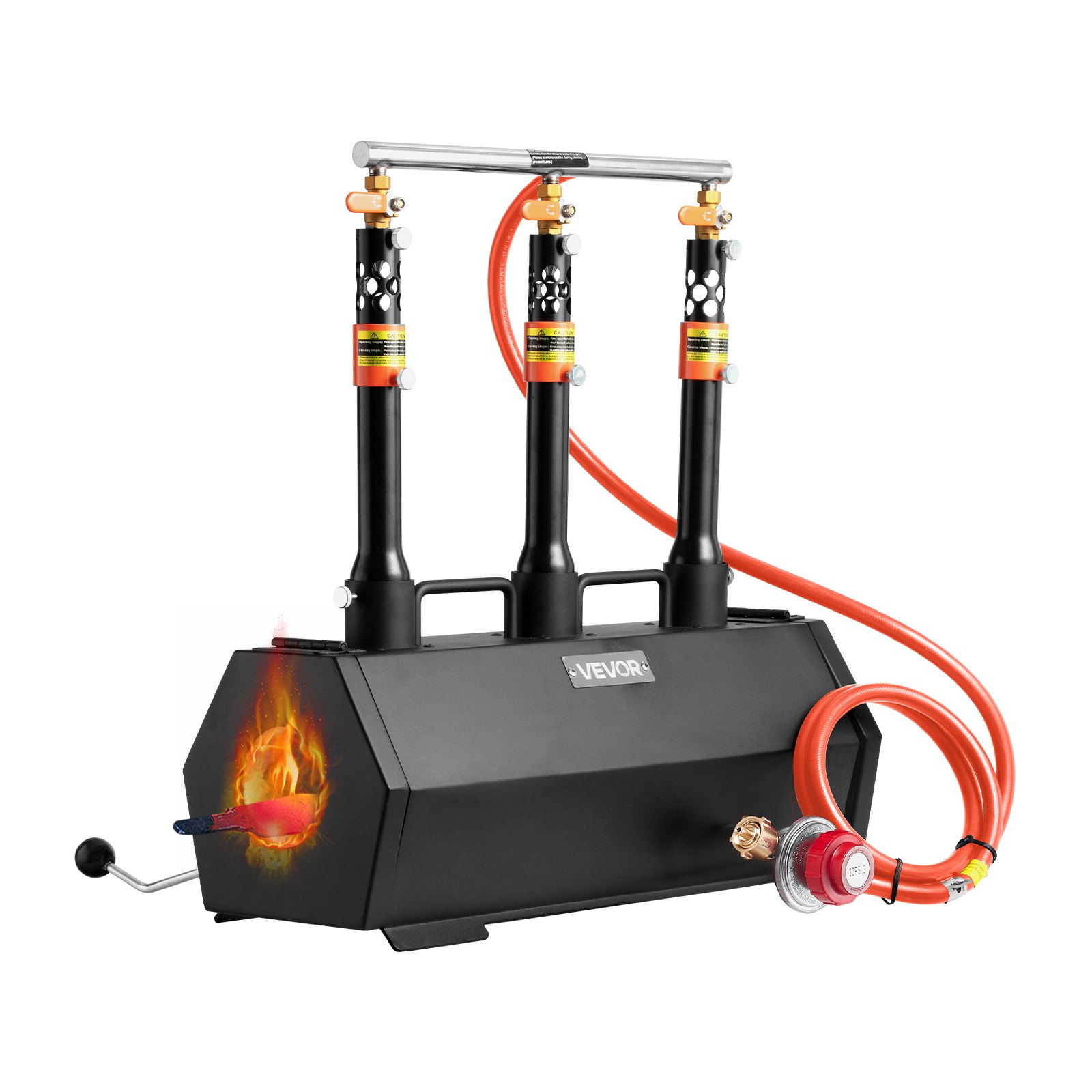 VEVOR Portable Propane Forge, 3 Burners, 1427℃ Tool and Knife Making Blacksmithing Farrier Forge, Large Capacity Hexagon, Cold-Rolled Steel Gas Forging Tools and Equipment, Use for Metal Forging