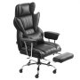 VEVOR Executive Office Chair, High Back Chair with Footrest and Removable Armrests, Ergonomic Desk Chair High-Resilience Foam Cushion, PU Leather Swivel Rolling Chair for Work, Study, Game, Black