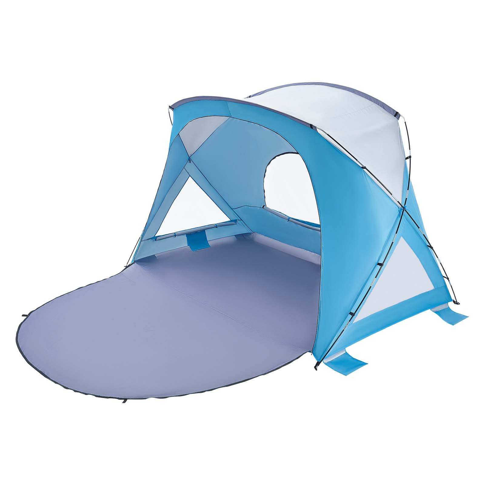 VEVOR strandtent met zonnescherm voor 6 personen, UPF 50+ bescherming, draagbare strandtent met draagtas en grondankers, stevige strandparasol voor kamperen, vissen, picknicken, zonnetent