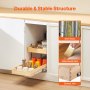 VEVOR Uitschuifbare 2-laags kastorganizer kastladeplank (315 x 533 x 76 mm) met softclose-mechanisme, houten schuifladebodem en zijmontage, voor keuken en badkamer