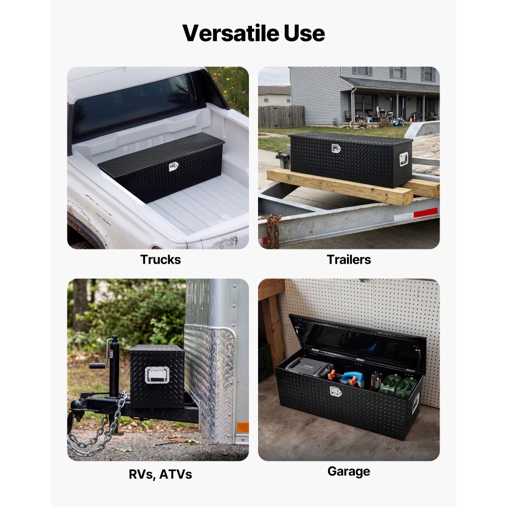 VEVOR 1219 x 381 x 381 mm gereedschapskist voor laadruimte van vrachtwagen, afsluitbare gereedschapskist van 177 liter, opbergbox met een draagvermogen van 50 kg, gereedschapskist organizer voor camper, auto etc.