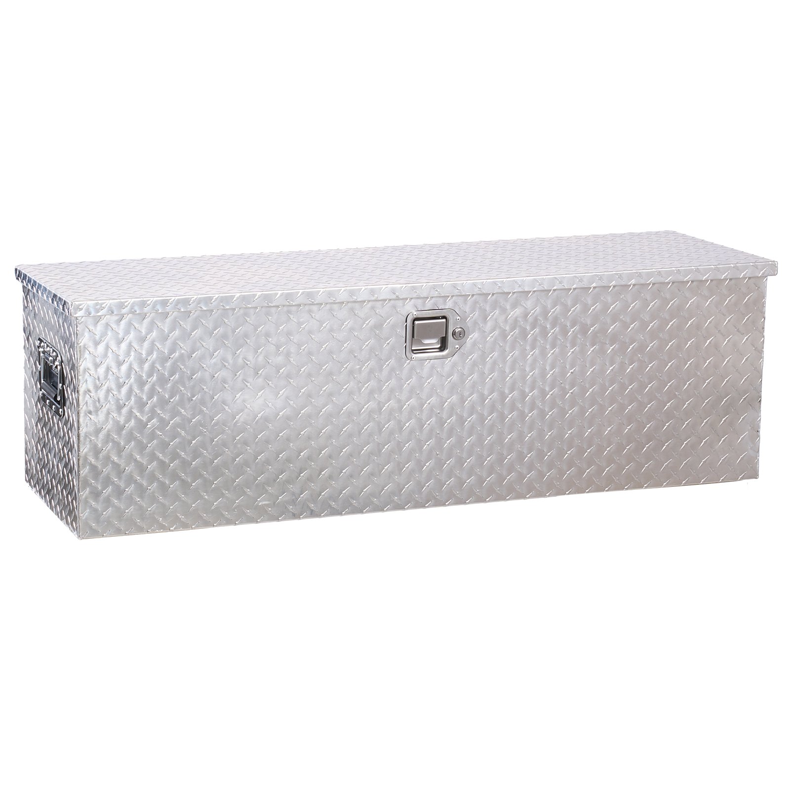 VEVOR Aluminium gereedschapskist voor laadbak met zijhandgreep en afsluitbare sleutels, opbergkist voor aanhanger, pick-up, camper (1244,6 x 381 x 381 mm) Zilver