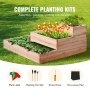 VEVOR Raised Garden Bed, 3.7 x 3.7 x 1.7 ft Wooden Planter Box, Outdoor Planting Boxes with Open Base, for Growing Flowers/Vegetables/Herbs in Backyard/Garden/Patio/Balcony, Burlywood