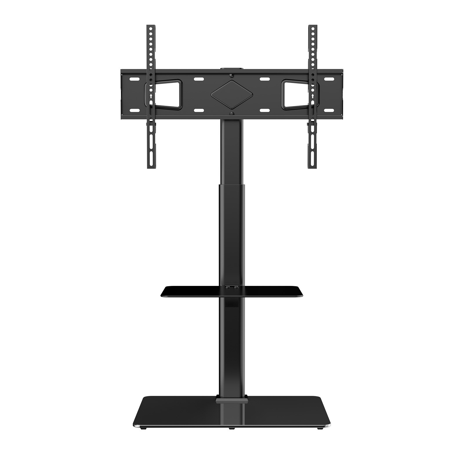VEVOR TV-standaardbevestiging, draaibare tv-standaard voor 32-65 inch tv's, in hoogte verstelbare draagbare vloerstandaard met gehard glazen voet voor slaapkamer woonkamer zwart