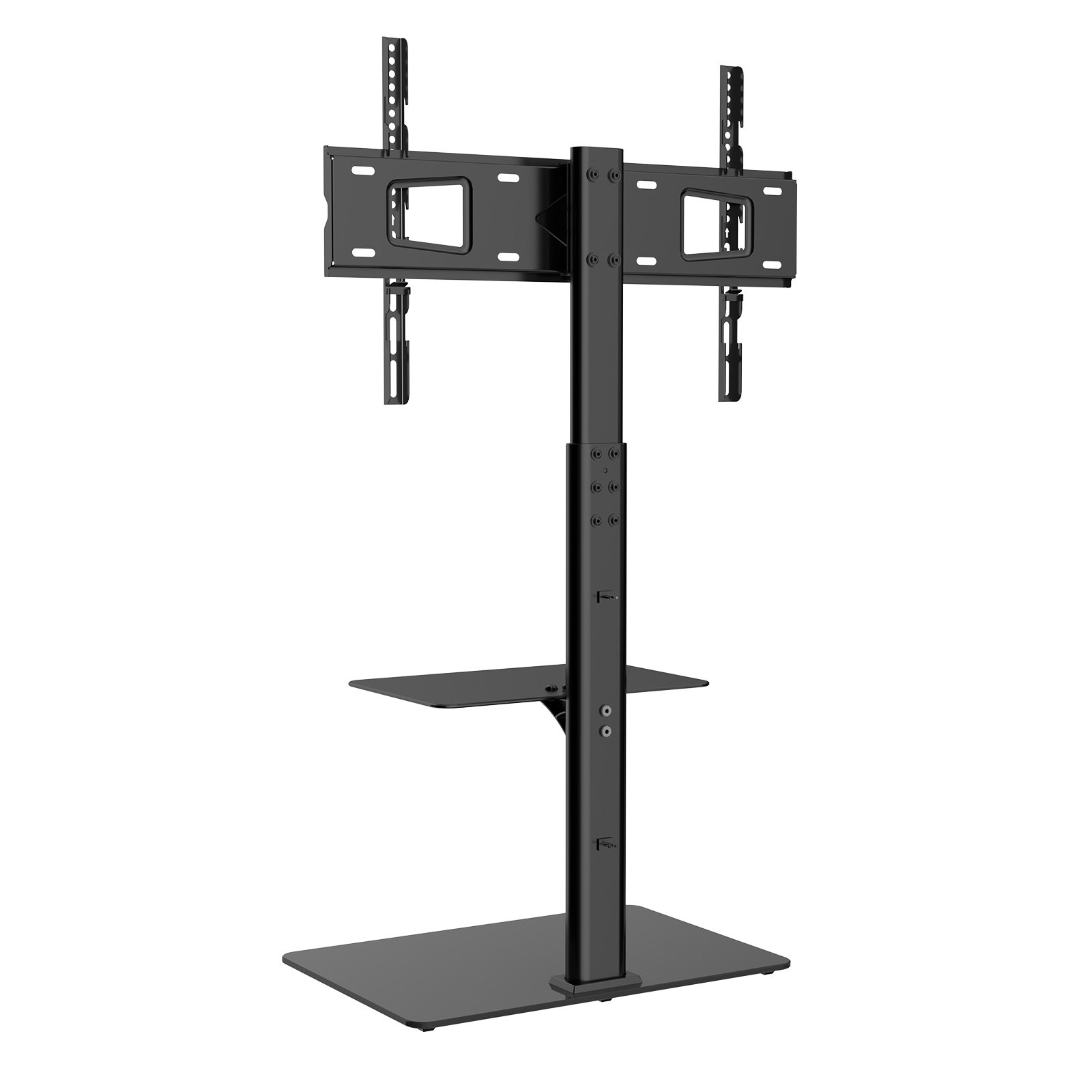 VEVOR TV-standaardbevestiging, draaibare tv-standaard voor 32-65 inch tv's, in hoogte verstelbare draagbare vloerstandaard met gehard glazen voet voor slaapkamer woonkamer zwart