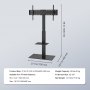 VEVOR TV-standaard, draaibare vloerstandaard voor tv's (32-85 inch), in hoogte verstelbare draagbare tv-standaard met gehard glazen voet, tv-standaard voor slaapkamer woonkamer zwart