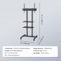 VEVOR TV-standaard met wielen Universeel 1510-1696 mm Hoogteverstelbaar, 100 x 100 mm, 400 x 600 mm Draagvermogen van 59,8 kg Vloerstandaardbasis Mobiele kar TV-standaard, stabiele beugel TV-tafel