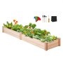 VEVOR Raised Garden Bed, 7.9 x 2 x 0.8 ft Wooden Planter Box, Outdoor Planting Boxes with Open Base, for Growing Flowers/Vegetables/Herbs in Backyard/Garden/Patio/Balcony, Burlywood