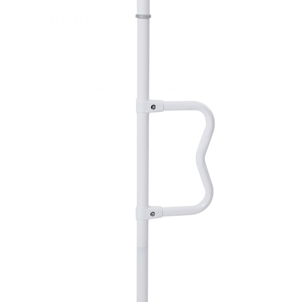 VEVOR Veiligheidsbeugel van vloer tot plafond, badkamerbeugel met antislip gebogen handgreep, draagvermogen 136 kg, voor ouderen, voor plafondhoogtes van 214 tot 305 cm, wit