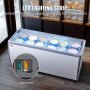 VEVOR Commercial Ice Cream Display Case, 567 L Chest Freezer, Mobile Glass Top Deep Freezer, Restaurant Gelato Dipping Cabinet with 12 Large Tubs, 2 Sliding Glass Doors, Locking Casters, White