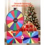VEVOR Wheel of Fortune (61 cm) 14-vaks Wheel of Fortune met standaard, in hoogte verstelbaar, loterijspellen winnende roulette met schoolbordwisser en 2 stiften, 6 kleuren, ideaal voor feesten, pubs, beurzen