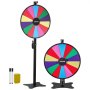 VEVOR Wheel of Fortune (61 cm) 14-vaks Wheel of Fortune met standaard, in hoogte verstelbaar, loterijspellen winnende roulette met schoolbordwisser en 2 stiften, 6 kleuren, ideaal voor feesten, pubs, beurzen