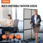 VEVOR Office Divider, 2 Panel Office Partition, Freestanding Office Divider Wall Partition & Privacy Divider Reduce Noise and Room Separation, Light Grey
