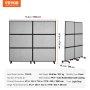 VEVOR Room Divider Scheidingswand Geluidsdicht Dubbel Paneel, Draagbare Kantoorscheidingswand met Polyester en Stalen Kubuswand, Room Divider (171 x 39 x 186 cm), Grijs