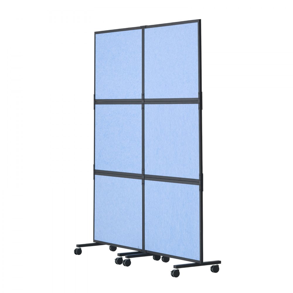 VEVOR Room Divider Scheidingswand Geluidsdicht Dubbel Paneel, Draagbare Kantoorscheidingswand met Polyester en Stalen Kubuswand, Room Divider (171 x 93 x 39 cm), Indigo Blauw