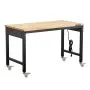 VEVOR Werkbank 1220x610x711-1003mm, 907 Draagvermogen, Werkbank met Stopcontact, Wielen en Pegboard, Robuuste Werktafel met Eikenhouten Blad voor Garage, Werkplaats, Kantoor en Thuis