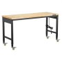 VEVOR Werkbank 1524 x 559 x 711-1030 mm, draagvermogen 907 kg, werktafel met stopcontact, wielen en ophangbord, robuuste werktafel met eikenhouten blad voor garage, werkplaats, kantoor en thuis