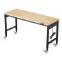 VEVOR Werkbank 1524 x 559 x 711-1030 mm, draagvermogen 907 kg, werktafel met stopcontact, wielen en ophangbord, robuuste werktafel met eikenhouten blad voor garage, werkplaats, kantoor en thuis